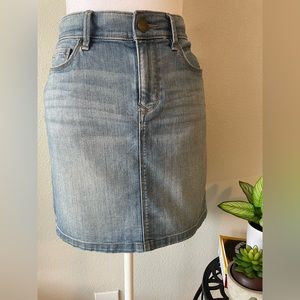 LOFT Women’s VINTAGE WASH DENIM MIDI SKIRT FLAT POCKETS Sz 29/8